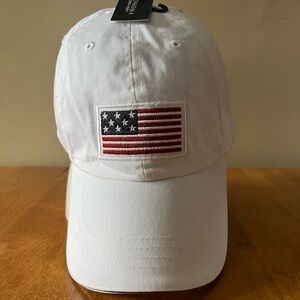 White Cap with American Flag Patch